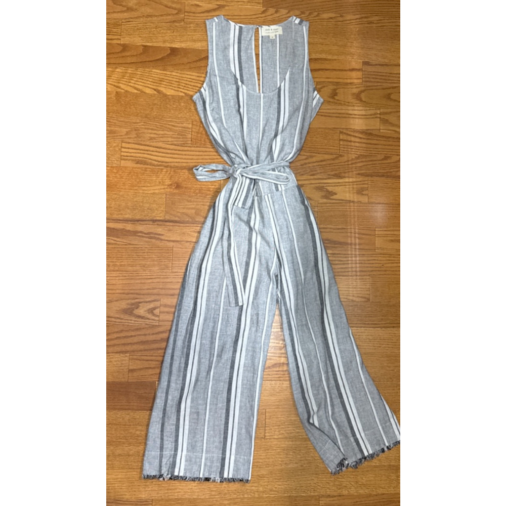 ANTHROPOLOGIE Cloth & Stone Jumpsuit Size M Gray Striped
